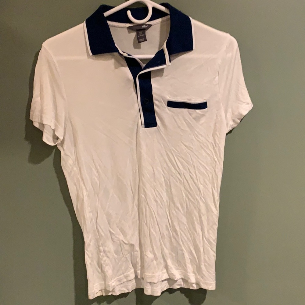 H&M shortsleeved white and blue polo t-shirt